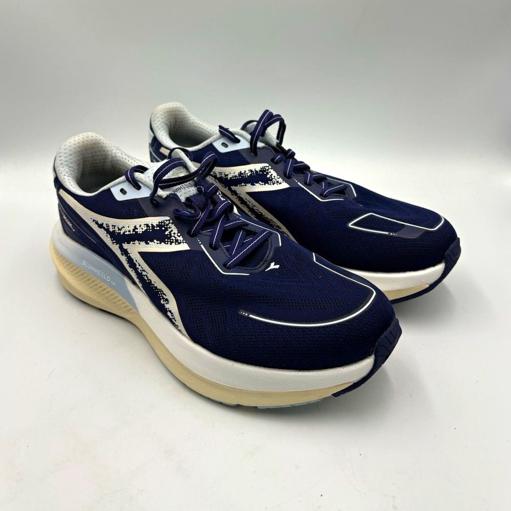 Diadora Running Sneakers Blue/White/Beige Lace-Up Mesh Low Top Women's Size 8